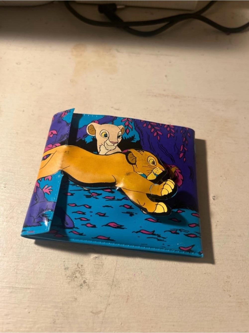 Disney Blue and Purple Lion King Kids Bi-Fold Wallet with Yellow Character